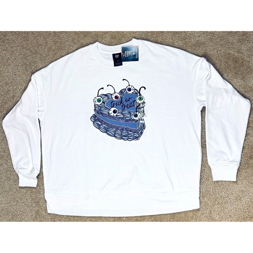Hyde and Eek! Boutique Womens Crewneck Sweatshirt White Halloween Graphic M